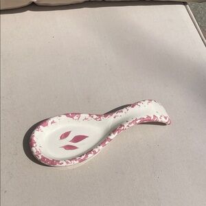 Pink and White Ceramic Spoon Rest